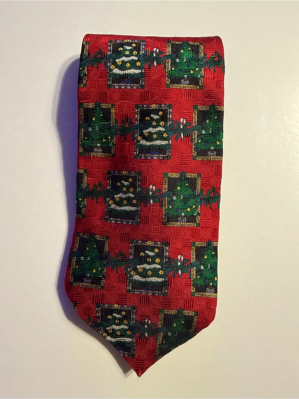 Vintage Hallmark Silk Christmas Trees Holiday Necktie